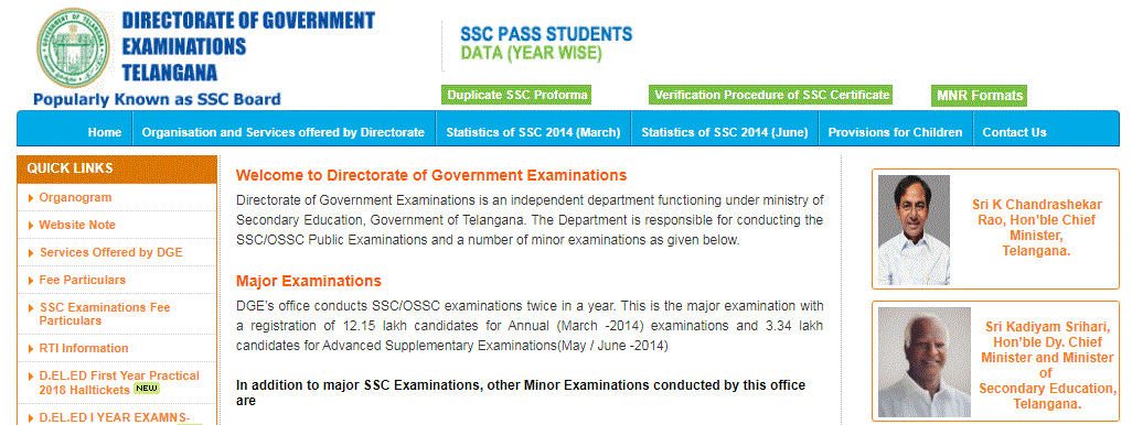 TS SSC Hall Tickets 2018