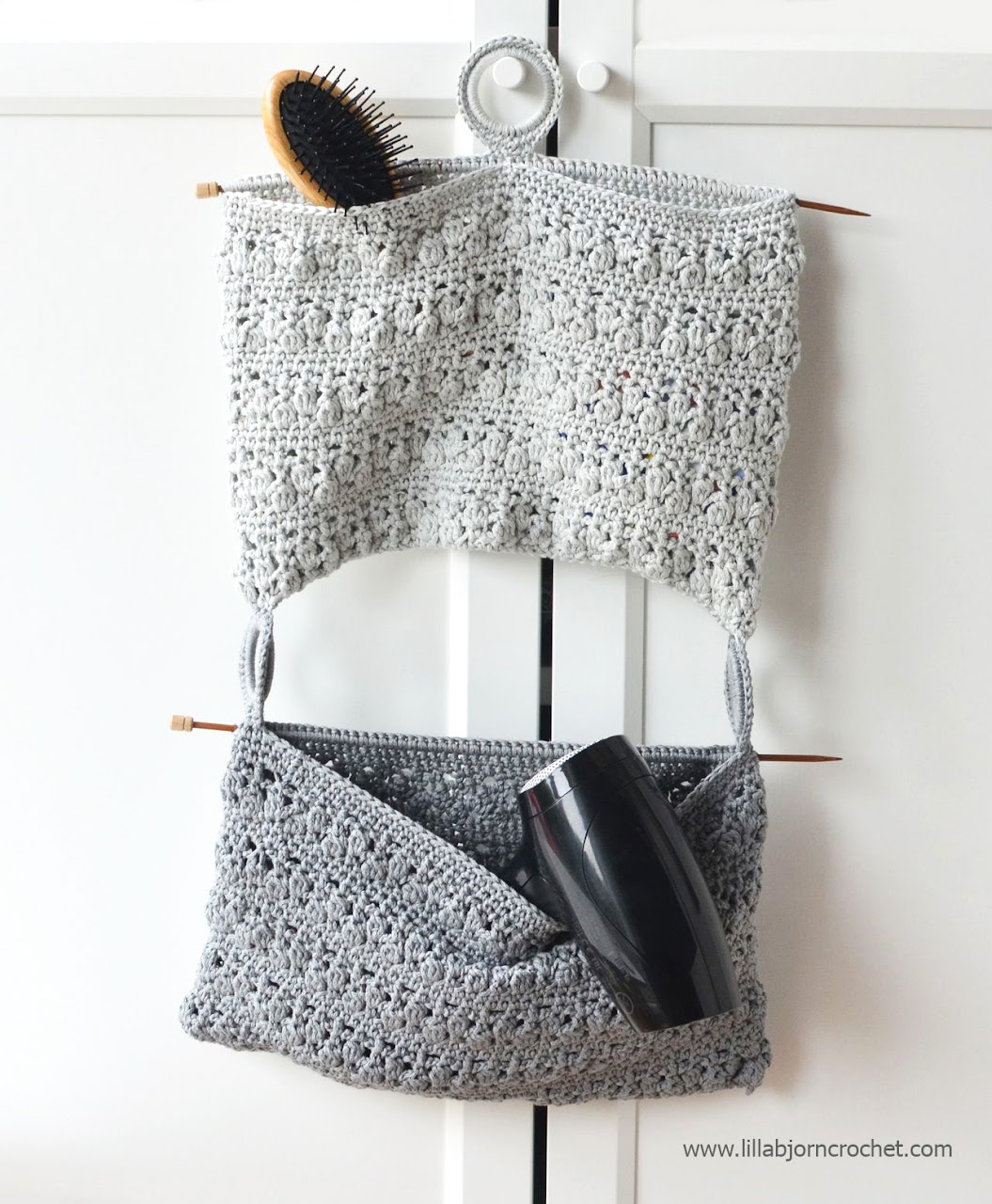 Crocheted Bathroom Organizer - a unique and stylish accessory for every bathroom. Designed by Lilla Bjorn Crochet