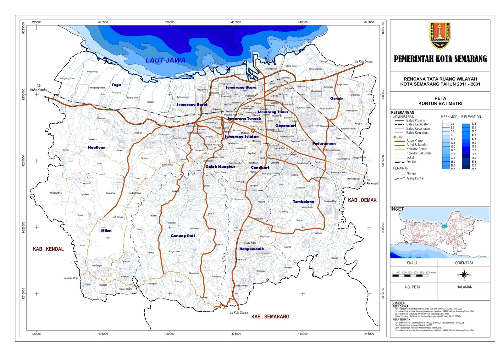 > Peta Lengkap Indonesia: Peta Kontur Batimetri Kota Semarang