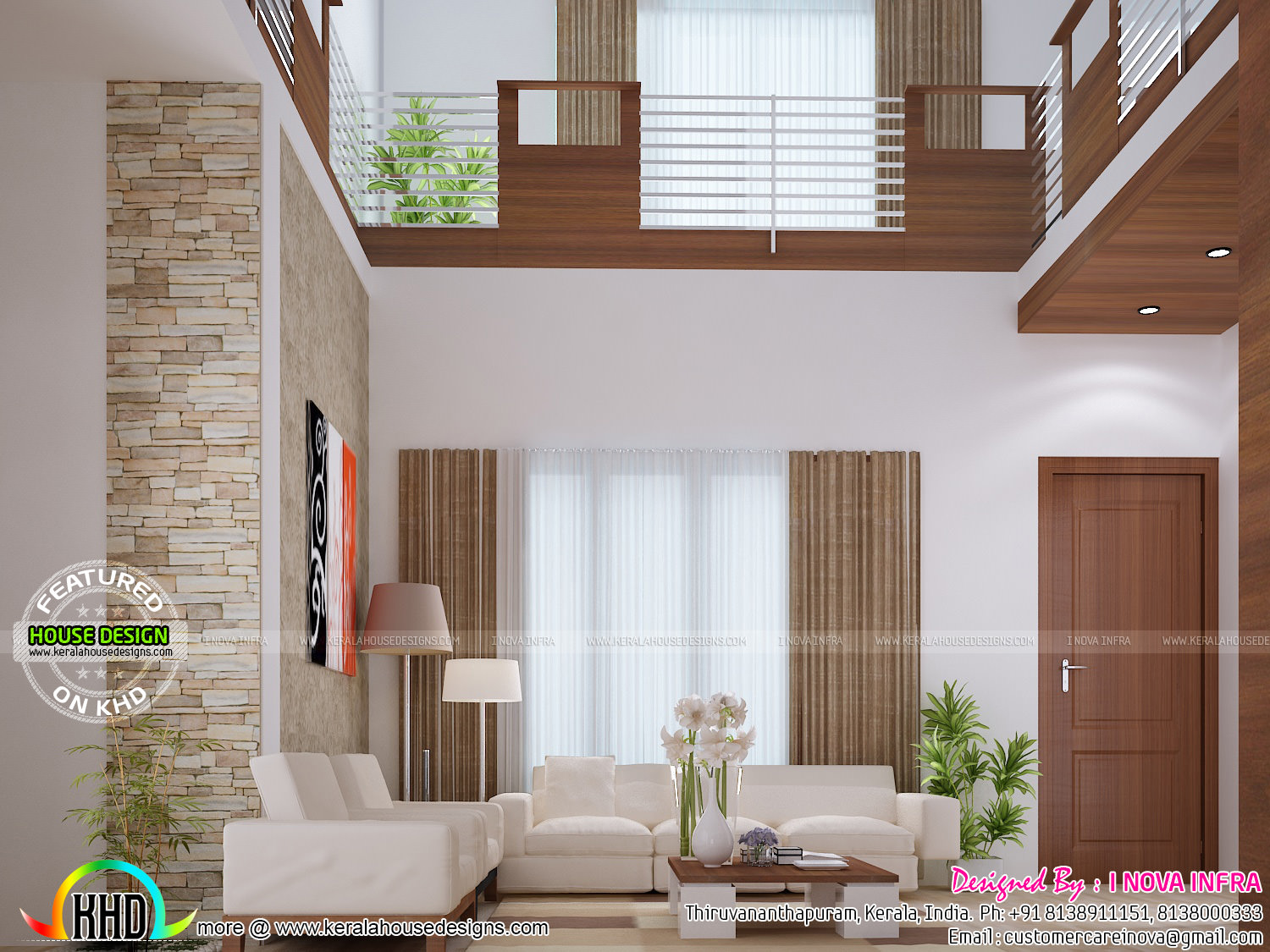 Balcony Dining Bedroom And Staircase Interior Kerala