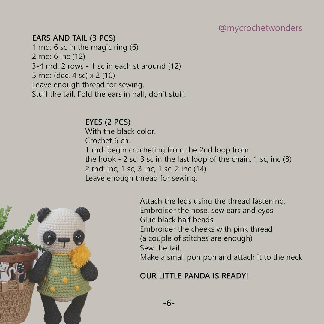 Amigurumi panda free crochet pattern Amigurumi panda free crochet pattern