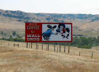 Advertisements for Wall Drug on Interstate 90 in South Dakota