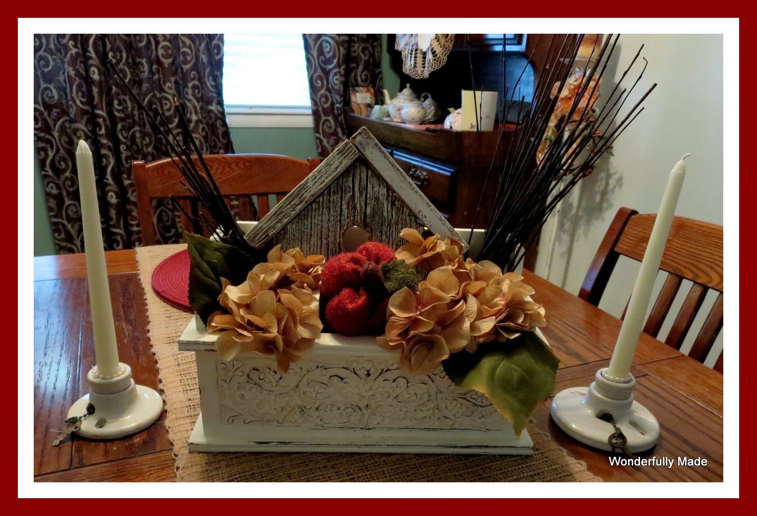 "Wonderfully Made" Outlet Mount Candle Holders Fall Centerpiece