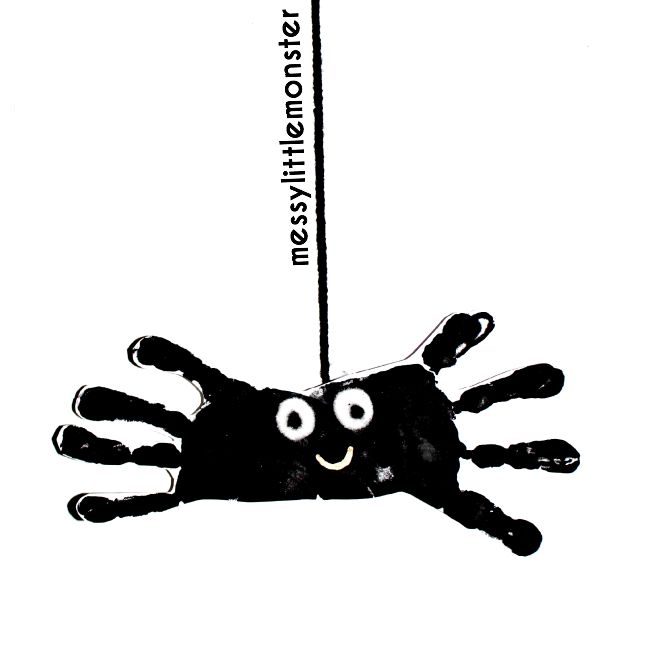 Little miss muffet handprint spider craft for kids. Easy nursery rhyme activities.