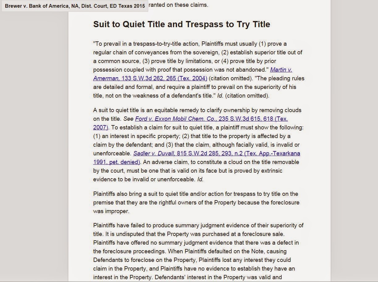 COA.TX What must the plaintiff show in a suit to quiet title?