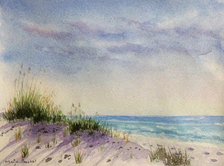 water colour painting of a seashore at Florida By Manju Panchal
