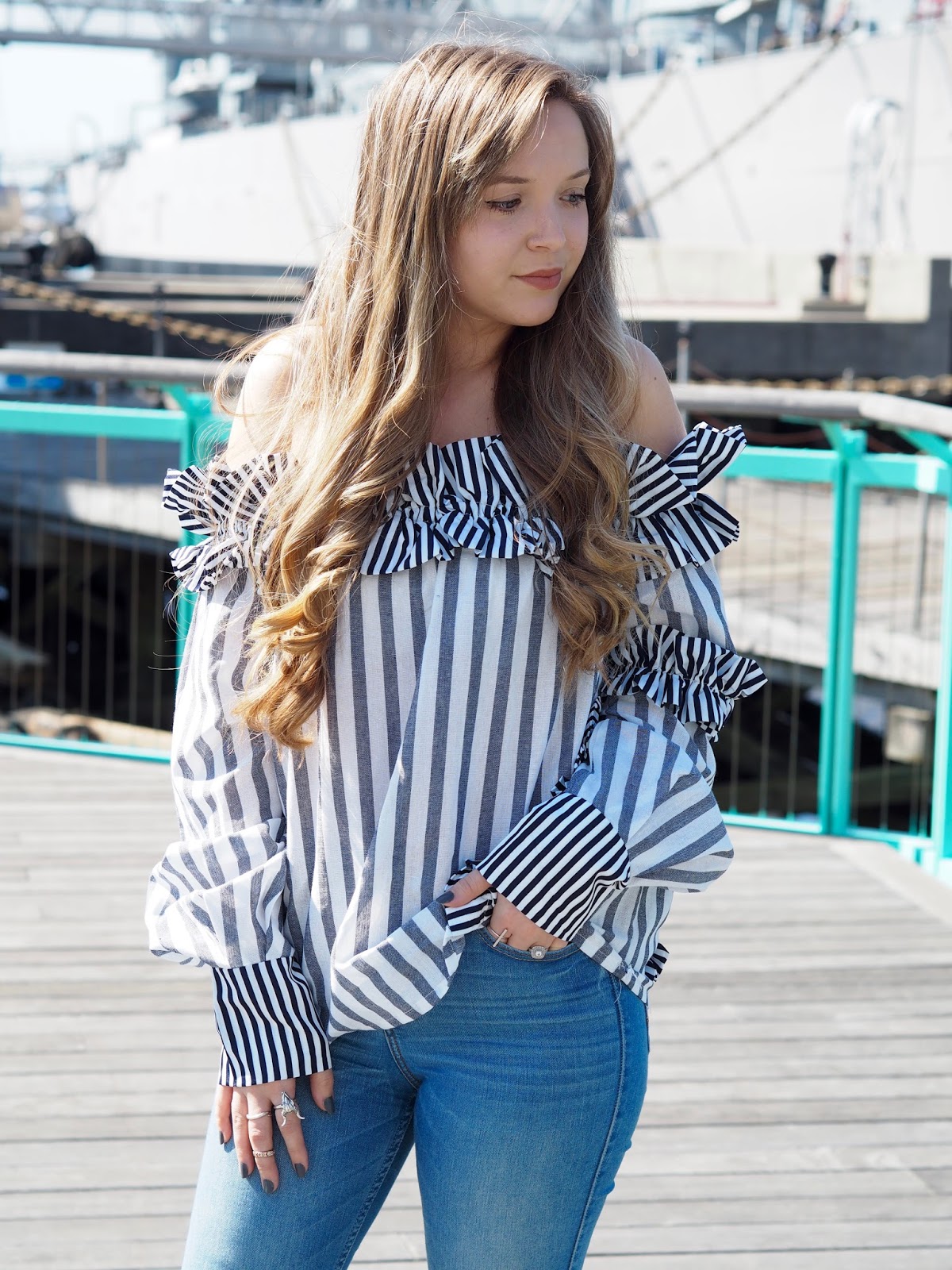 Striped OTS with Ruffles