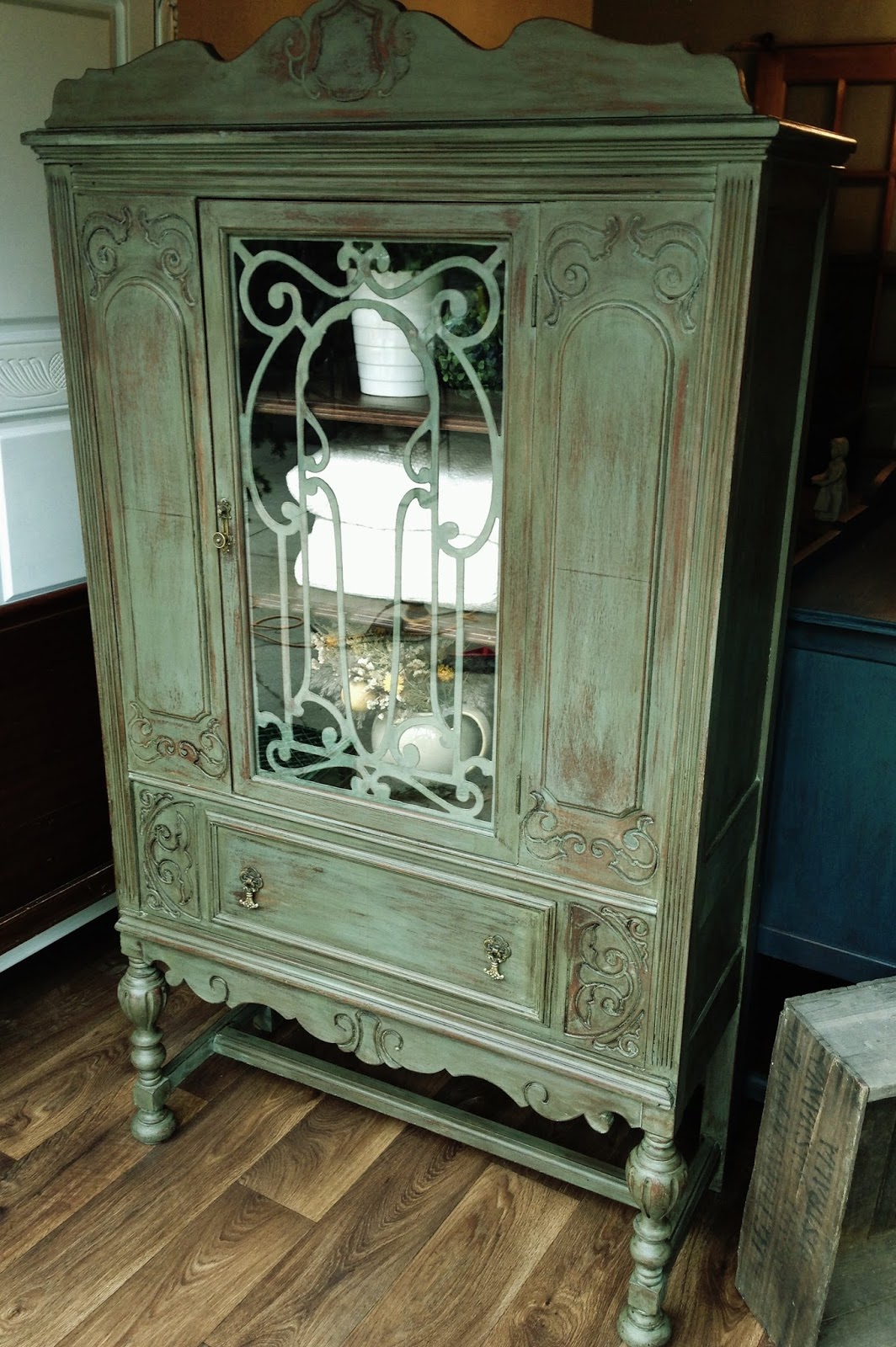 Repurposed Gems The Green Antique Hutch