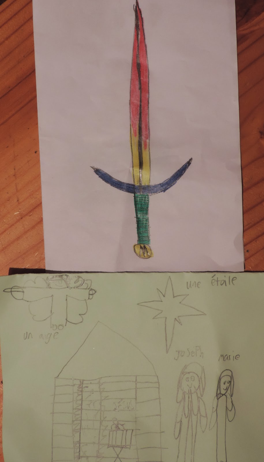 school project xmas cards for parents minecraft diamond sword and nativity manger scene in french