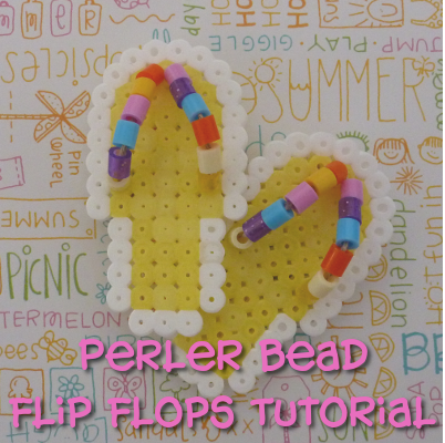 Completed cool shoe flip flop design made with fused Perler beads - fun summer craft. Completed cool shoe flip flop design made with fused Perler Hama beads - fun summer craft DIY tutorial