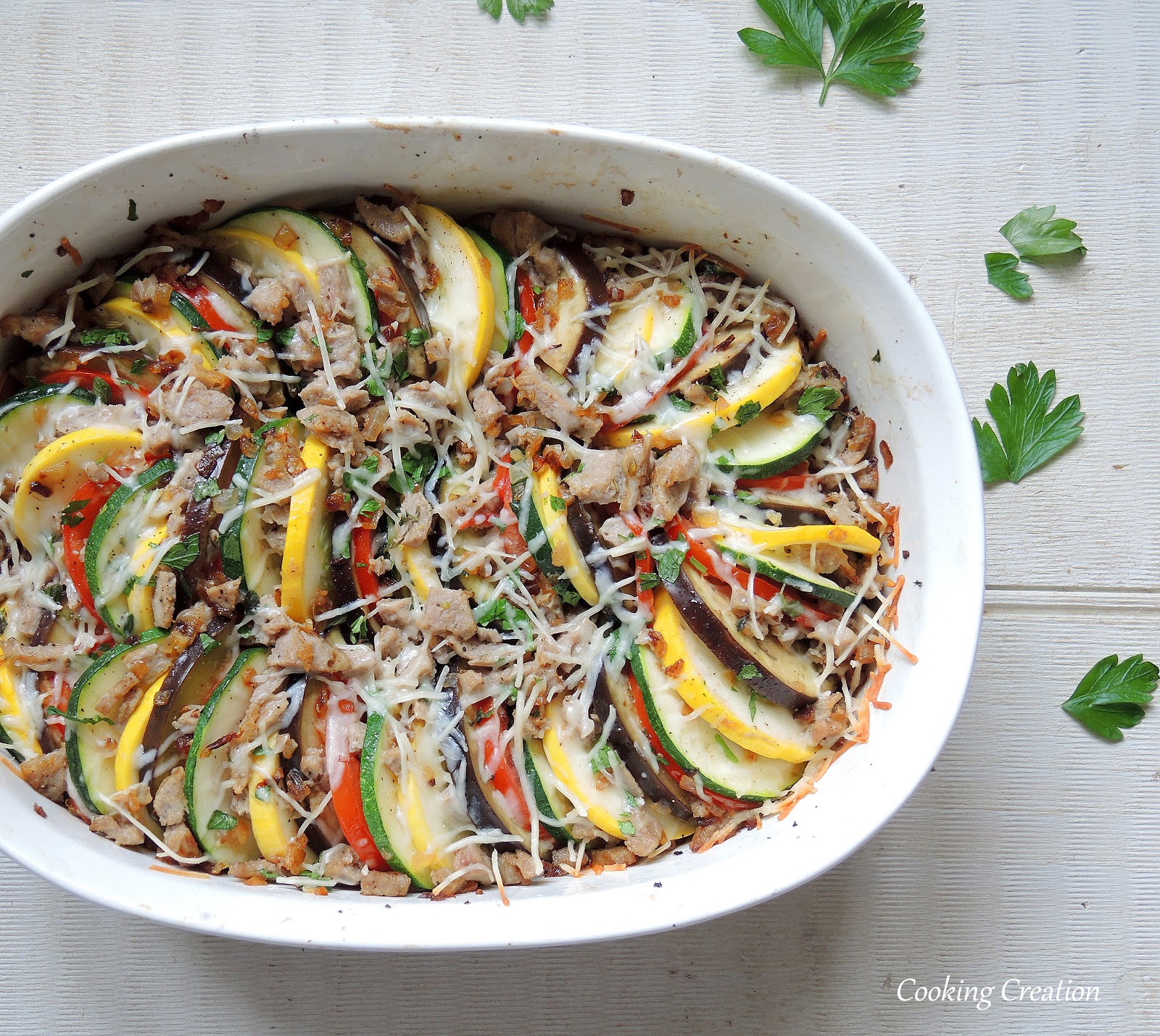 Cooking Creation Roasted Garden Vegetable & Sausage Ratatouille