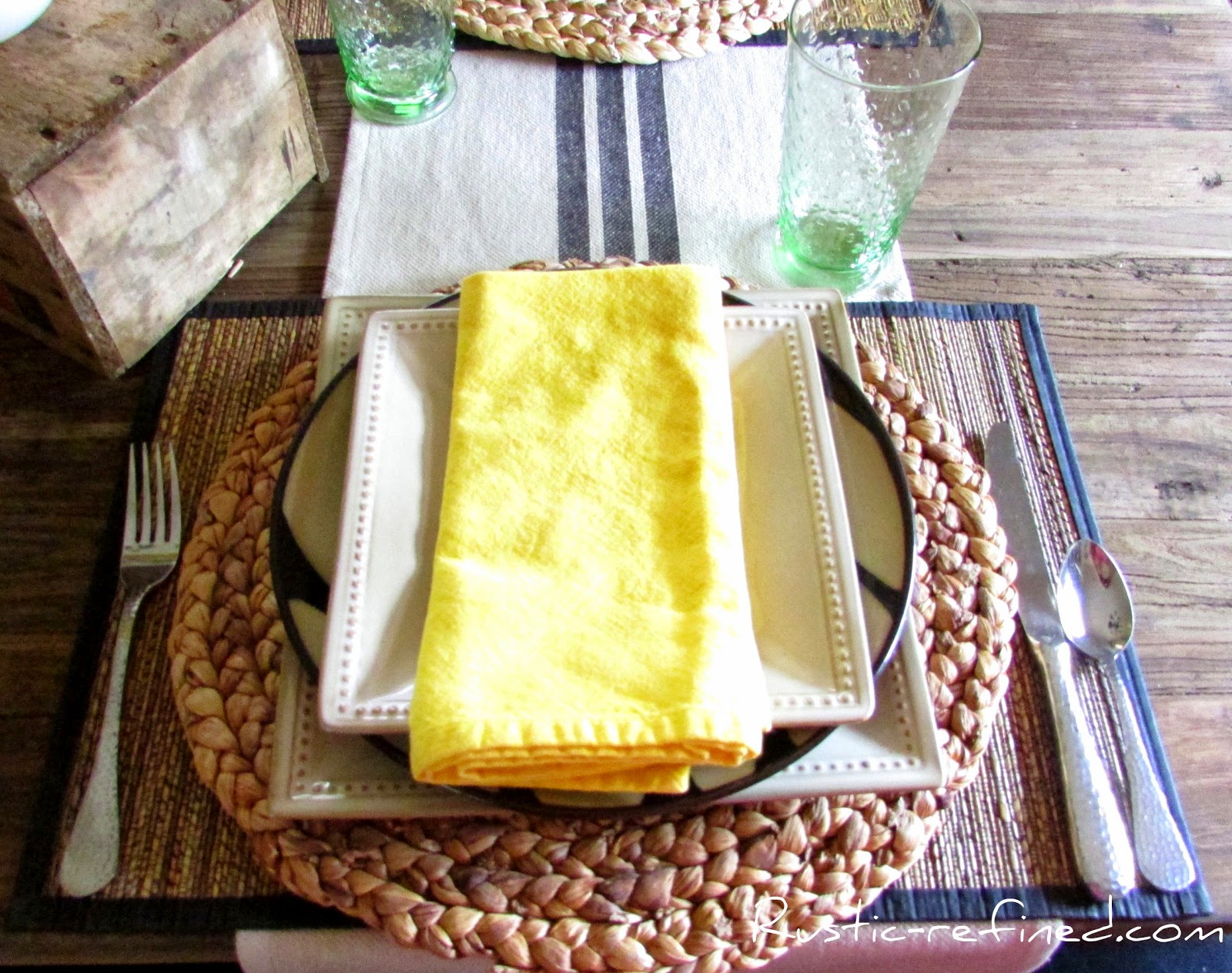 Country Yellow & Cream Tablescape @ Rustic-refined.com