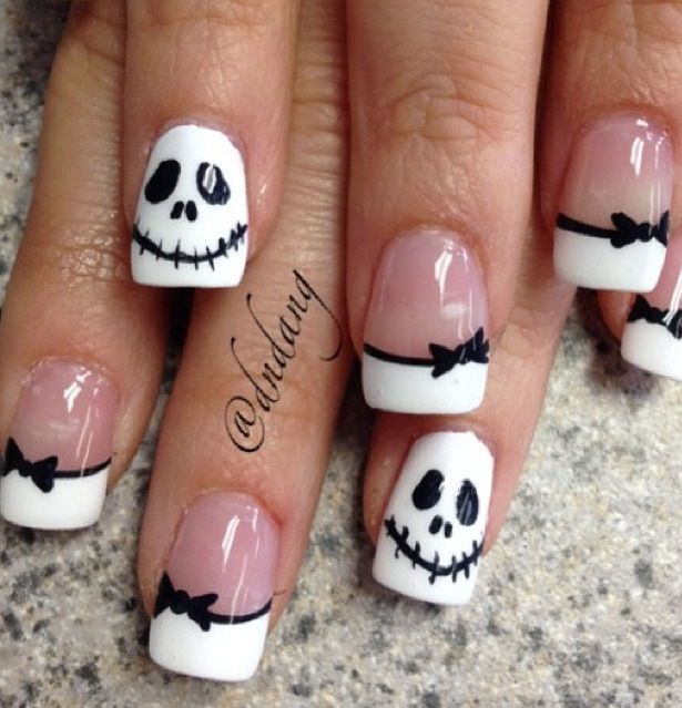 Jack skellington Halloween skull nails Fancy Nails, Love Nails, Prett