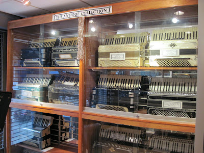 Cases and cases of squeezeboxes adorn the Accordian Museum