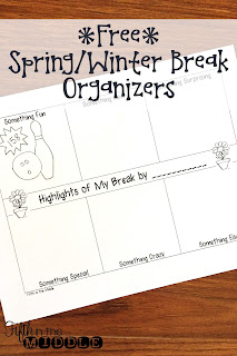 Free spring/winter break graphic organizers