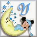 Alfabeto de Mickey Bebé durmiendo en la luna Y.