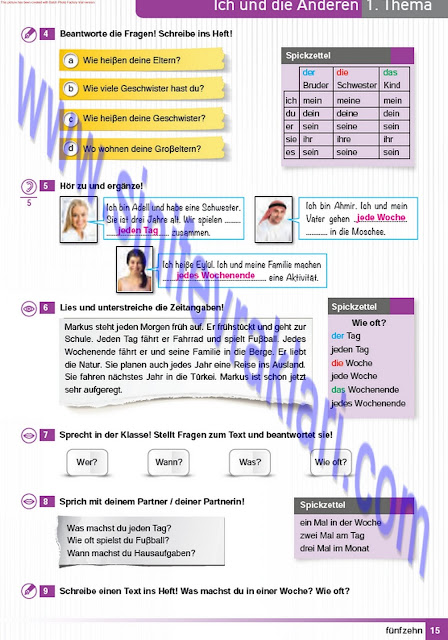 11. Sınıf Almanca A1.2 Çıpa Yayınları Ders Kitabı Cevapları Sayfa 15