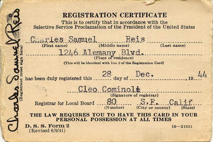 1944 Selective Service Card