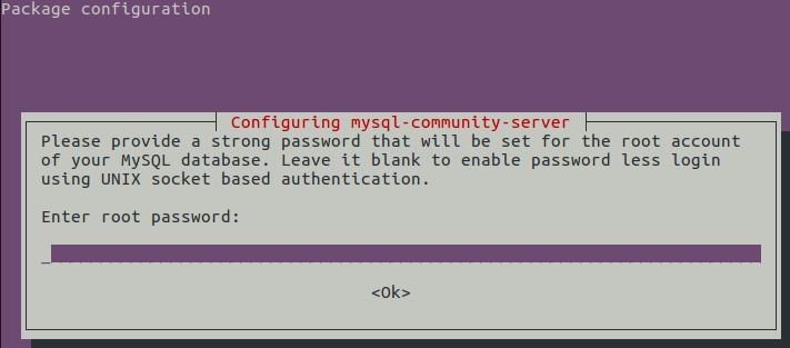 Adding root password in installing mysql