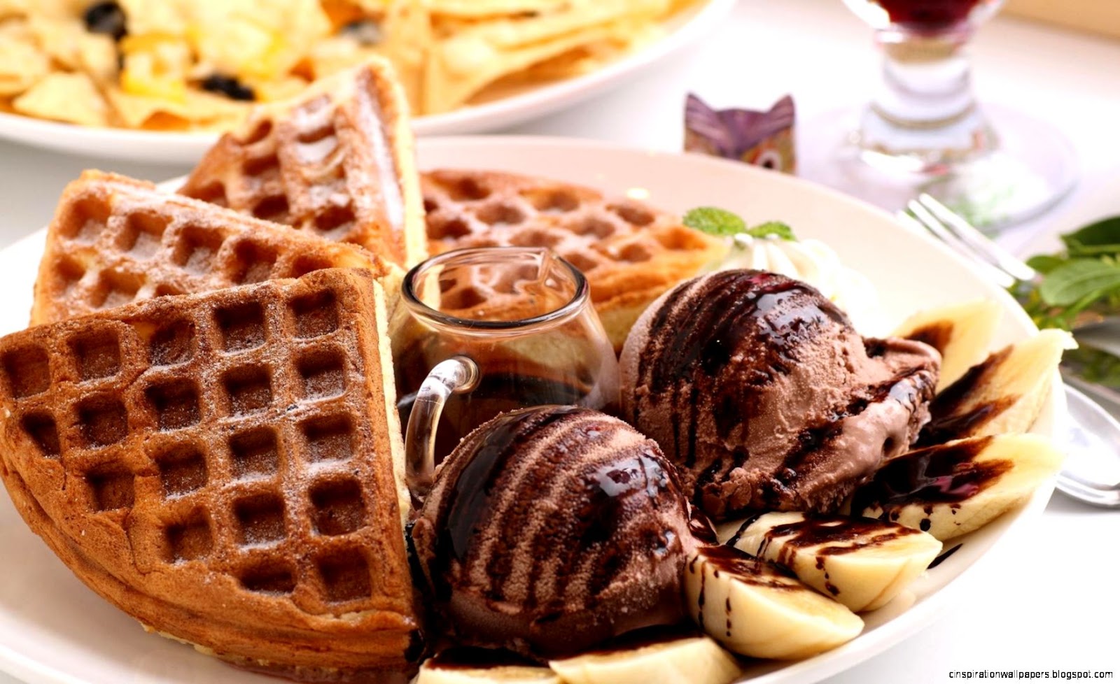 Chocolate Waffle with Ice Cream