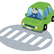 横断歩道の前で止まる車のイラスト