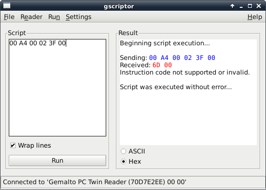 Invalid script. Gscriptor в Linux это. PCSC. Driver Reader 70x4. PCSC_Mifare v2.7.0.
