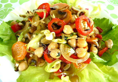 Roasted vegetable salad and chickpea