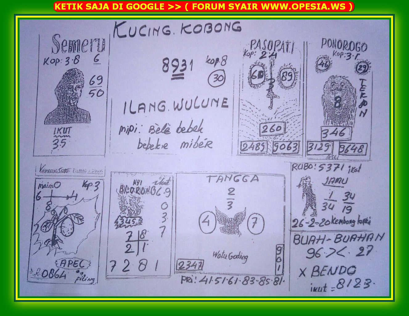 Kode Syair Singapore 26 Februari 2020 Forum Syair Togel Hongkong Singapura Sydney