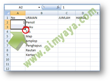 Gambar: Cara membuat nomor otomatis di Microsoft Excel