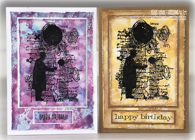 Cards with Tim Holtz Theories stamp set - by Nikki Acton