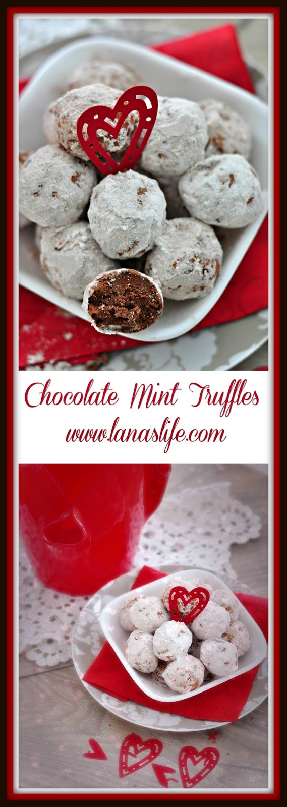 Whatever your answer is, this recipe for Chocolate Mint Truffles is one that will make you all happy because you can adjust the type of chocolate to your preference.  It's also so ~tinkin' easy to make that you can leave this recipe out and your kiddos and even your husband can make them for their favorite Valentine, that's YOU, without any worries in the kitchen.  It's a pretty much no-fail recipe!