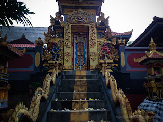 Stairs And Frontgate Hindu Balinese Ethnic Temple Gold Color Style At Patemon Village, North Bali, Indonesia
