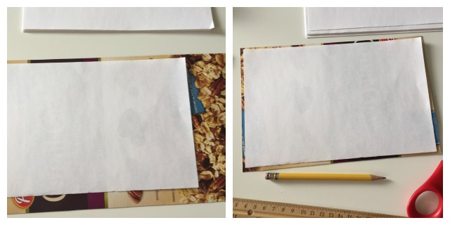 Reciclar cajas de cereal: libreta de notas | http://bizcochosysancochos.blogspot.com/