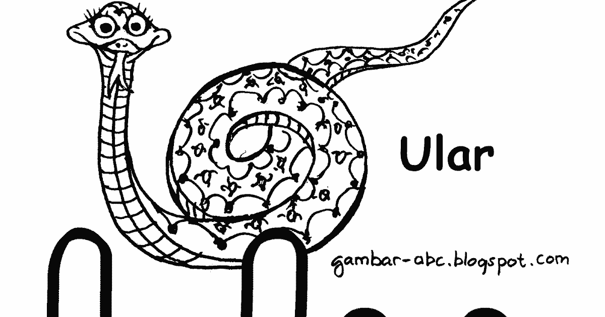 Mewarnai Huruf U Gambar Ular - Contoh Gambar Mewarnai