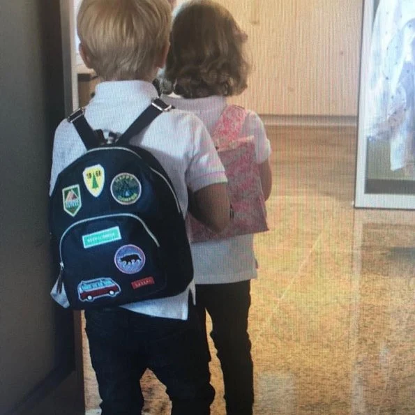 Princess Charlene of Monaco shared photos of Prince Jacques and Princess Gabriella at L'école maternelle (Pre-school)