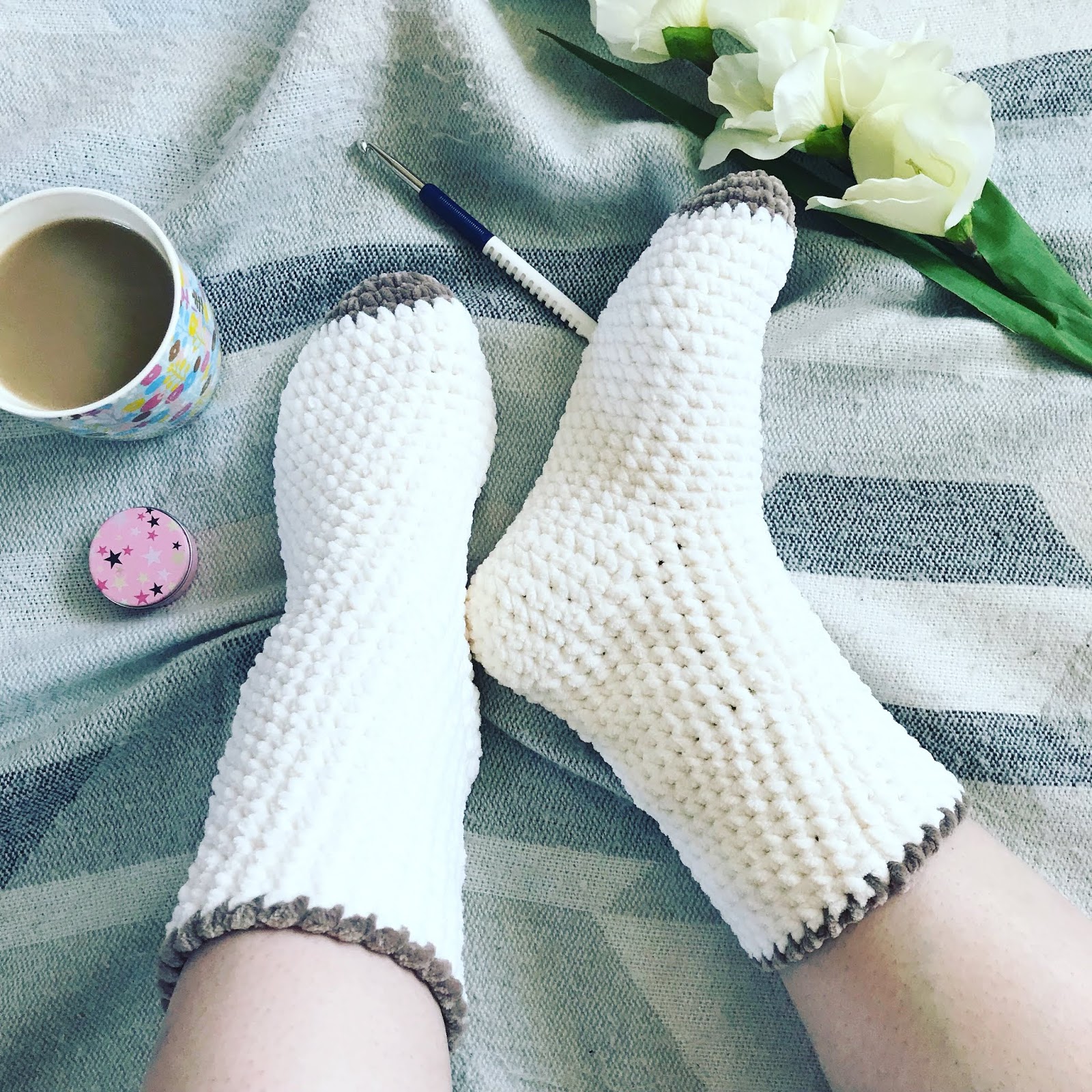 crochet bed socks pattern free