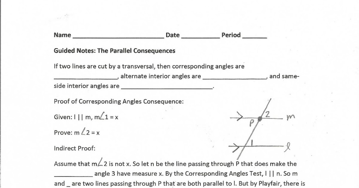 Geometry, Common Core Style: Lesson 5-6: Alternate Interior Angles (Day 56)