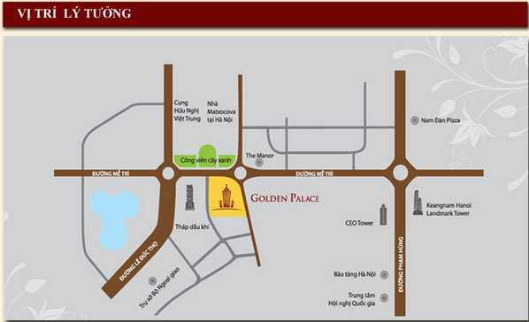 Bản đồ vị trí của chung cư Golden Palace mễ trì.