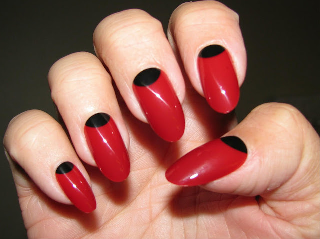 coral and black polish