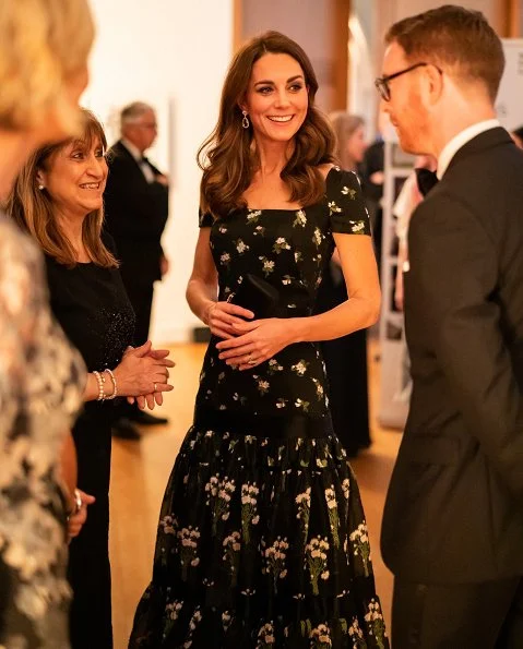 Kate Middleton wore Alexander McQueen dress, Jimmy Choo pumps, Kiki McDonough earrings, Prada clutch