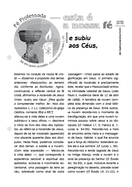 Credo niceno-constantinopolitano: Ascensão — Laboratório da fé