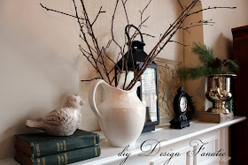 winter decorating, winter mantel, farmhouse style, cottage style