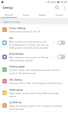 Pilihan screen sharing pada HP LG G5