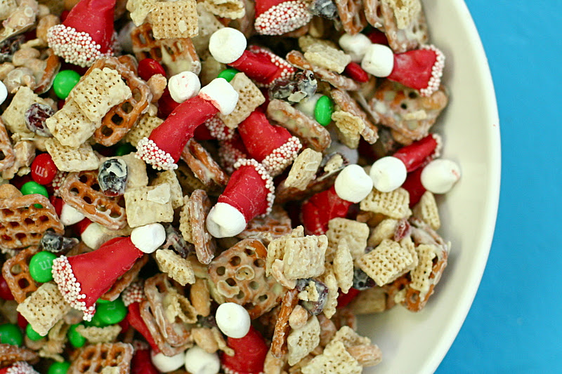 Juneberry Lane Holiday Snack Mix (and Santa Hats out of Bugle Corn