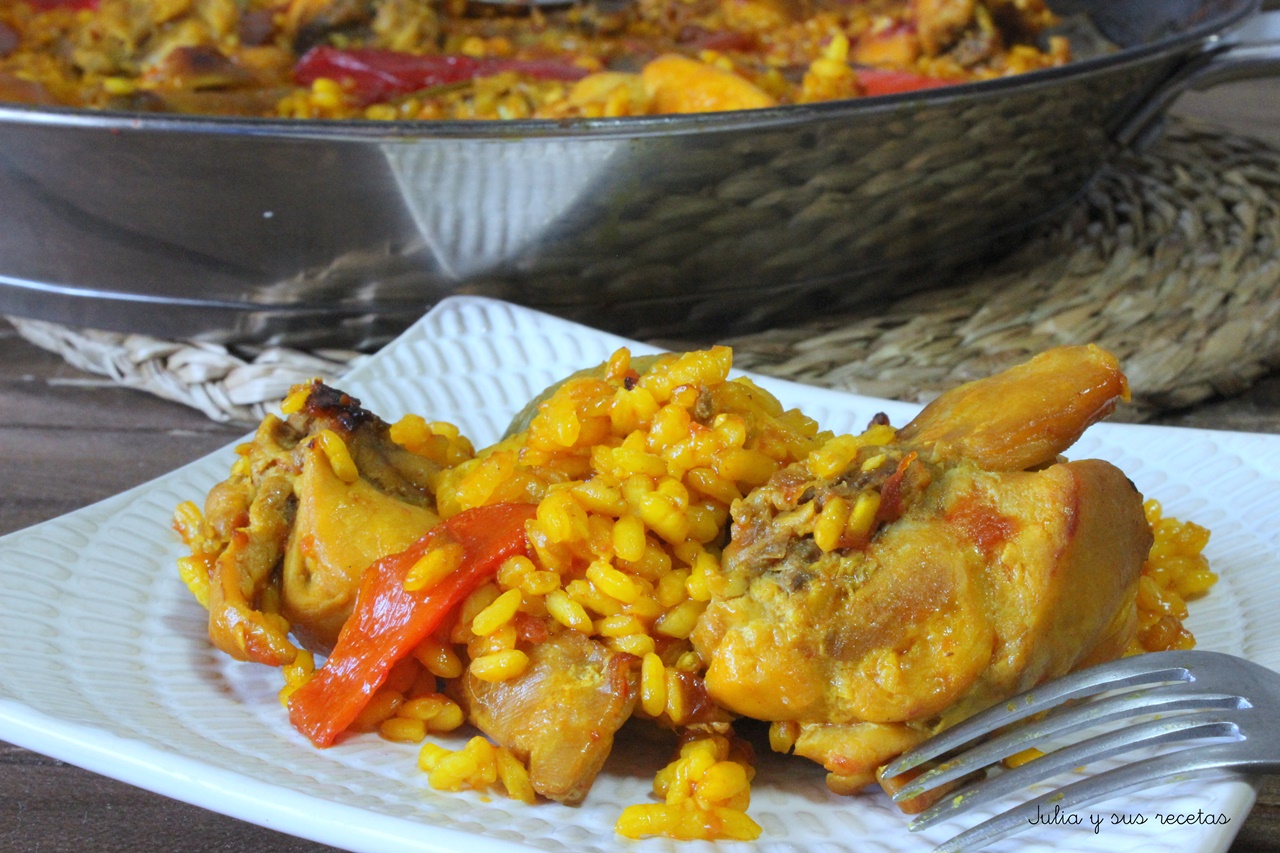 JULIA Y SUS RECETAS Paella mixta de conejo y pollo