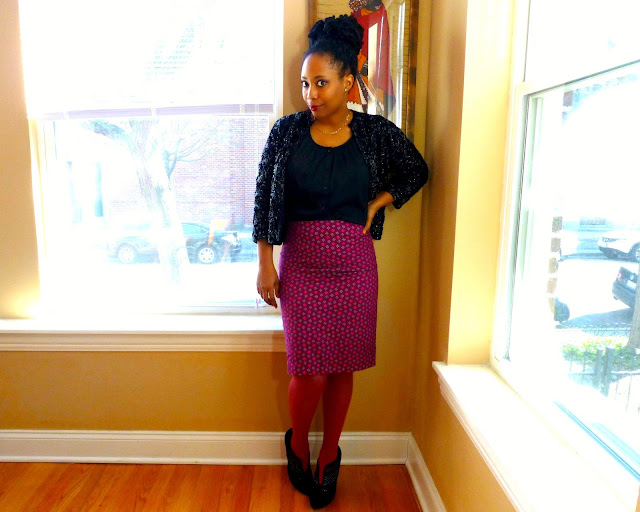 Sequins and African Wax Print Skirt