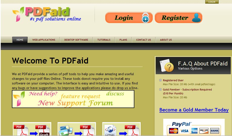 Living online make pdf file with multiple tools with pdfaid