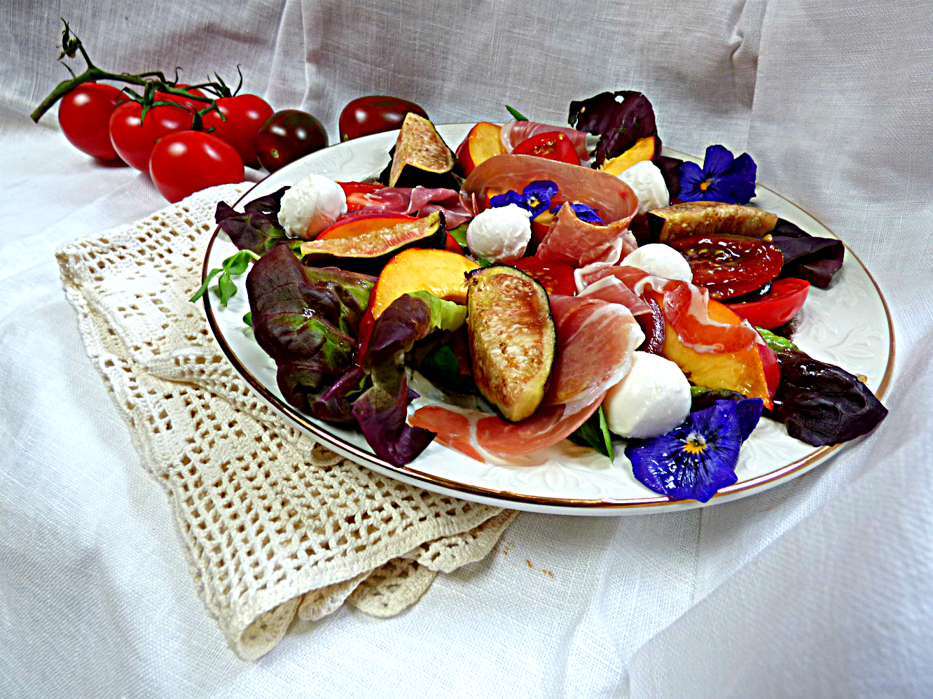 Chez Maximka Mozzarella, fig and prosciutto salad