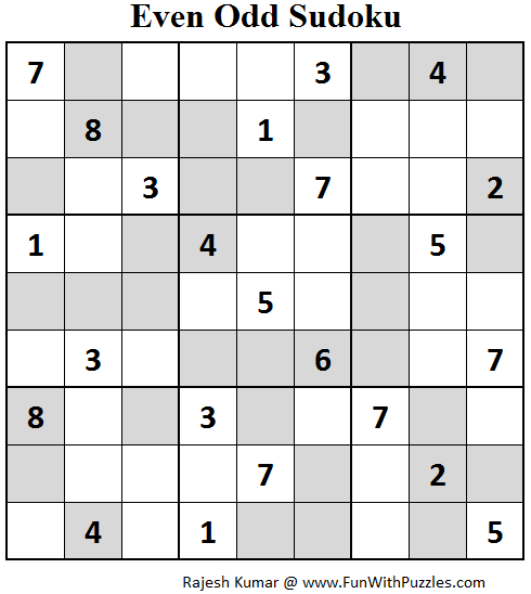 Even Odd Sudoku (Fun With Sudoku #67)