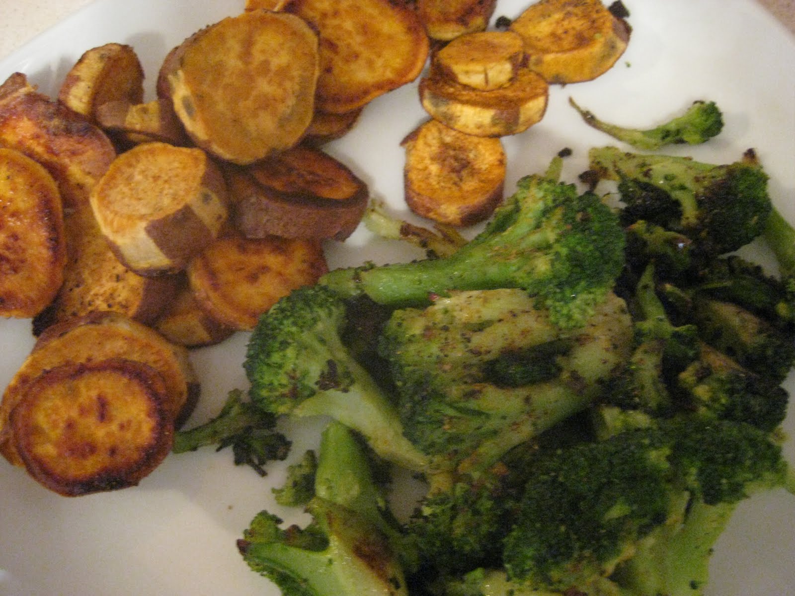 Cheer and Chow Roasted Sweet Potatoes and....Broccoli?